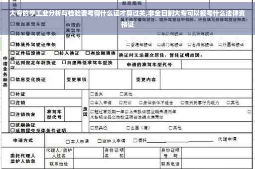 大专的学工业分析与检验要考得什么证才算过关,非全日制大专可以报考什么法律资格证