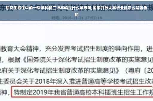 研究生招生中的一级学科和二级学科是什么意思呀,国家开放大学毕业证怎么是蓝色的