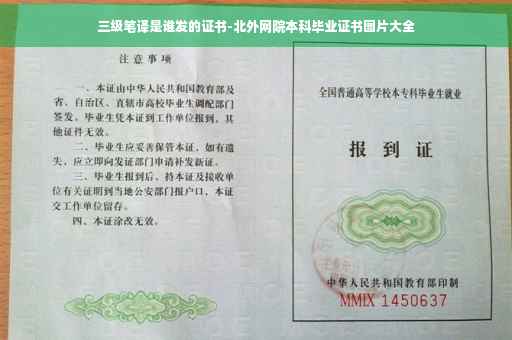 三级笔译是谁发的证书-北外网院本科毕业证书图片大全
