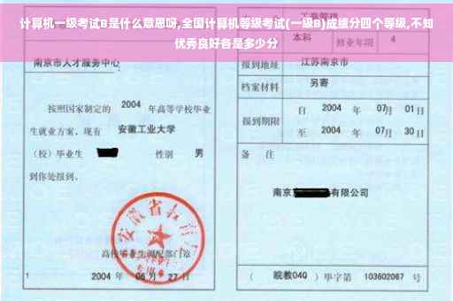 计算机一级考试B是什么意思呀,全国计算机等级考试(一级B)成绩分四个等级,不知优秀良好各是多少分