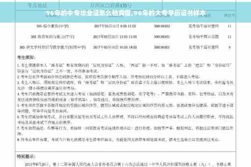 96年的中专毕业证怎么验真假,96年的大专学历证书样本