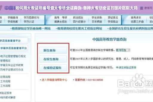 如何用大专证书编号查大专毕业证真伪-各种大专毕业证书图片区别大吗