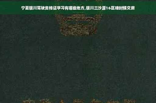 宁夏银川驾驶资格证学习有哪些地方,银川三沙源16区啥时候交房