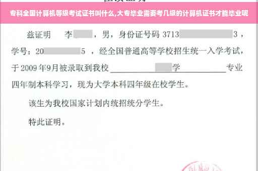 专科全国计算机等级考试证书叫什么,大专毕业需要考几级的计算机证书才能毕业呢