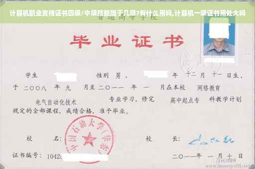 计算机职业资格证书四级/中级技能属于几级?有什么用吗,计算机一级证书用处大吗