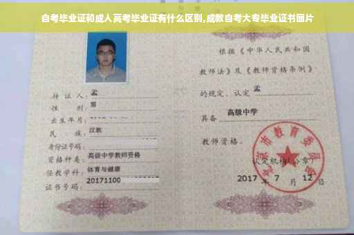 自考毕业证和成人高考毕业证有什么区别,成教自考大专毕业证书图片