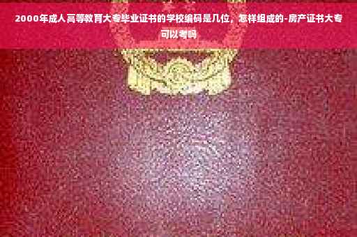 2000年成人高等教育大专毕业证书的学校编码是几位，怎样组成的-房产证书大专可以考吗