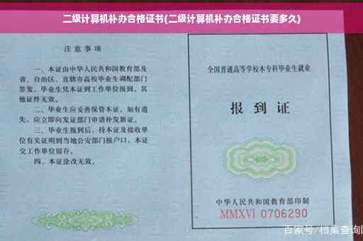 二级计算机补办合格证书(二级计算机补办合格证书要多久)