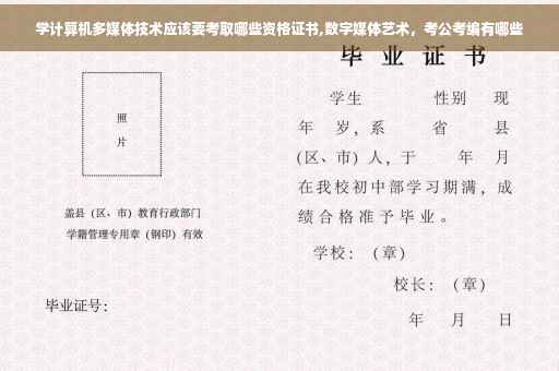 学计算机多媒体技术应该要考取哪些资格证书,数字媒体艺术，考公考编有哪些