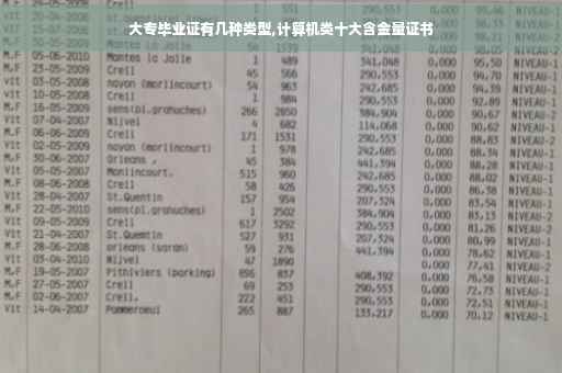 大专毕业证有几种类型,计算机类十大含金量证书