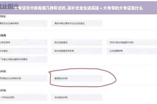 大专证书分类有哪几种形式的,高中毕业生读高技＋大专拿的大专证是什么