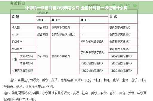 计算机一级证书能力说明怎么写,全国计算机一级证有什么用