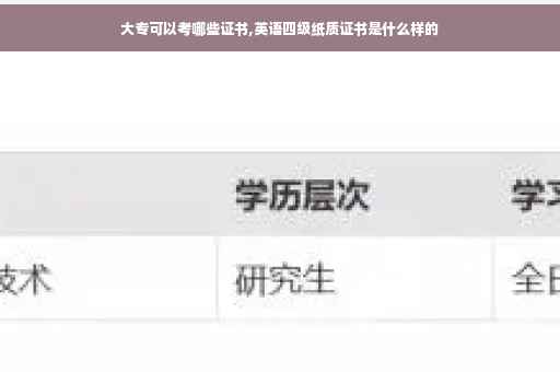 大专可以考哪些证书,英语四级纸质证书是什么样的