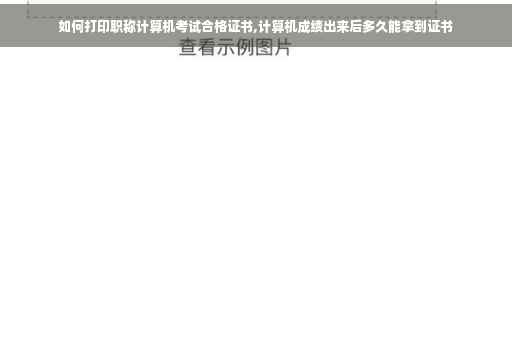 如何打印职称计算机考试合格证书,计算机成绩出来后多久能拿到证书