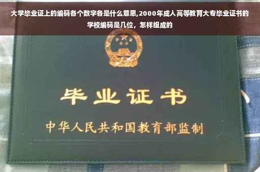 大学毕业证上的编码各个数字各是什么意思,2000年成人高等教育大专毕业证书的学校编码是几位，怎样组成的
