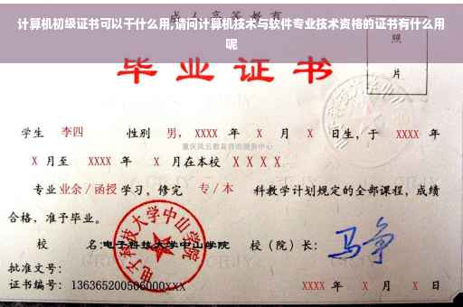 计算机初级证书可以干什么用,请问计算机技术与软件专业技术资格的证书有什么用呢