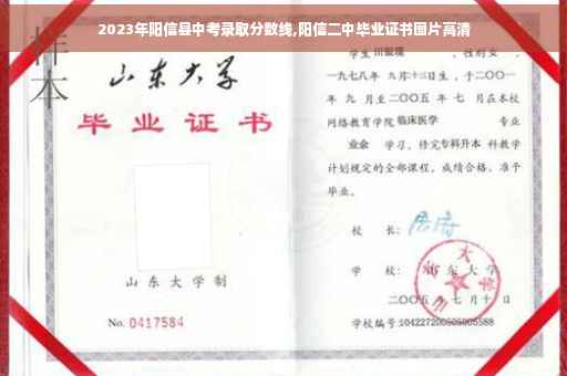 2023年阳信县中考录取分数线,阳信二中毕业证书图片高清