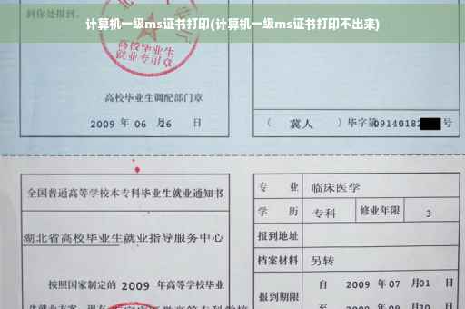 计算机一级ms证书打印(计算机一级ms证书打印不出来)
