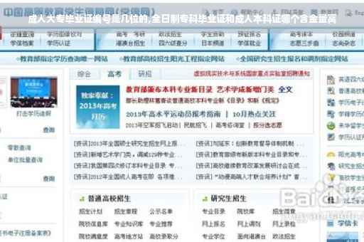 成人大专毕业证编号是几位的,全日制专科毕业证和成人本科证哪个含金量高