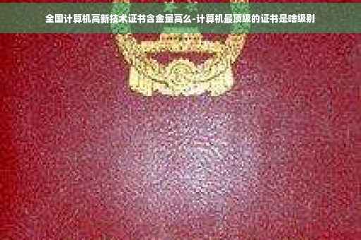 全国计算机高新技术证书含金量高么-计算机最顶级的证书是啥级别