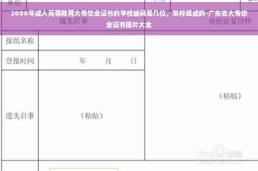 2000年成人高等教育大专毕业证书的学校编码是几位，怎样组成的-广东省大专毕业证书图片大全