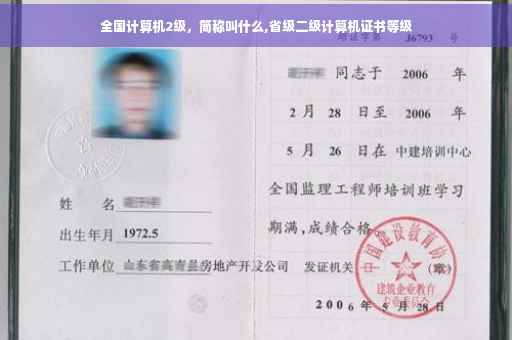 全国计算机2级，简称叫什么,省级二级计算机证书等级