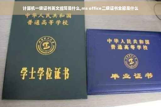 计算机一级证书英文缩写是什么,ms office二级证书全称是什么