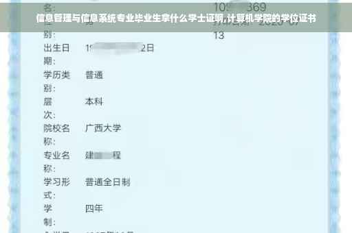 信息管理与信息系统专业毕业生拿什么学士证啊,计算机学院的学位证书