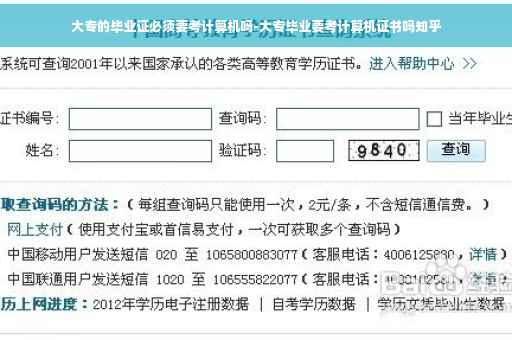 大专的毕业证必须要考计算机吗-大专毕业要考计算机证书吗知乎