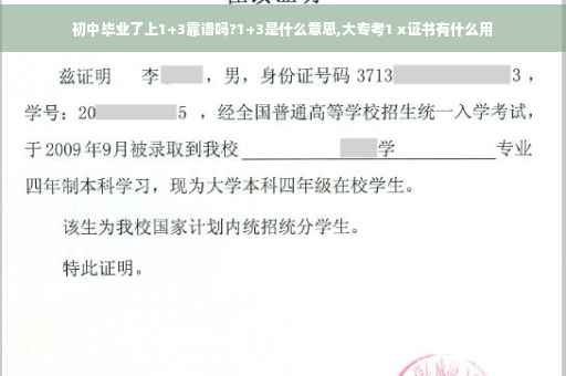 初中毕业了上1+3靠谱吗?1+3是什么意思,大专考1 x证书有什么用