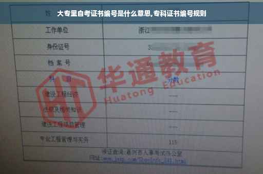 大专里自考证书编号是什么意思,专科证书编号规则