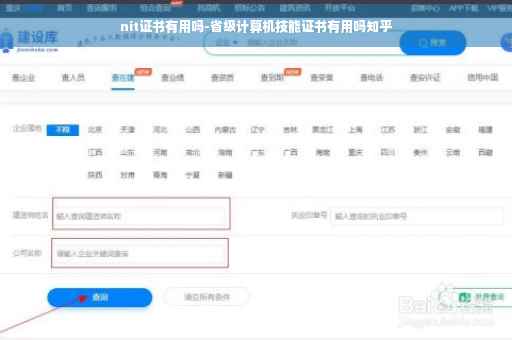 nit证书有用吗-省级计算机技能证书有用吗知乎