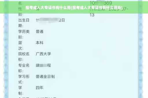 报考成人大专证书有什么用(报考成人大专证书有什么用处)