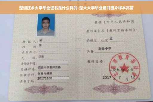 深圳技术大学毕业证书是什么样的-深大大学毕业证书图片样本高清