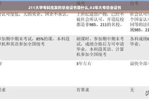 211大学专科生发的毕业证书是什么,02年大专毕业证书