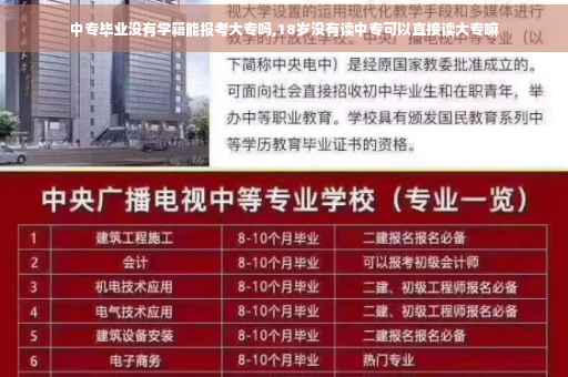 中专毕业没有学籍能报考大专吗,18岁没有读中专可以直接读大专嘛