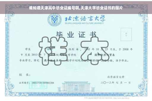 谁知道天津高中毕业证编号啊,天津大学毕业证书的图片