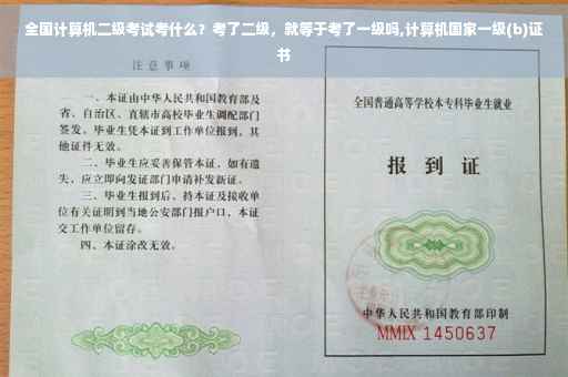 全国计算机二级考试考什么？考了二级，就等于考了一级吗,计算机国家一级(b)证书