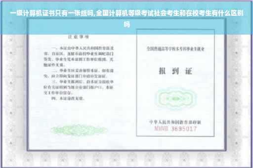 一级计算机证书只有一张纸吗,全国计算机等级考试社会考生和在校考生有什么区别吗