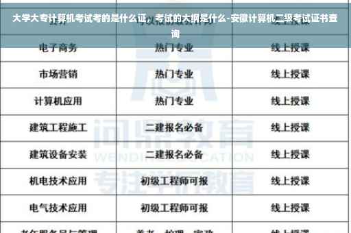 大学大专计算机考试考的是什么证，考试的大纲是什么-安徽计算机二级考试证书查询