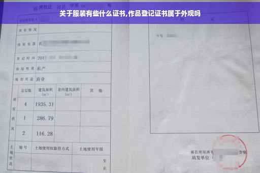 关于服装有些什么证书,作品登记证书属于外观吗