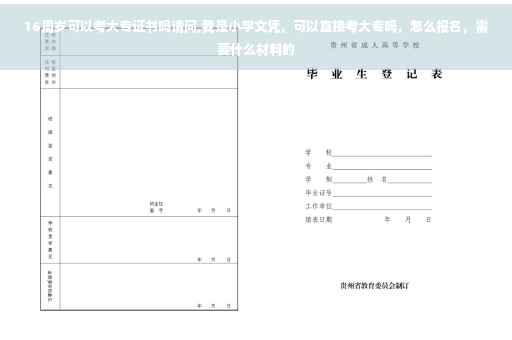 16周岁可以考大专证书吗请问,我是小学文凭，可以直接考大专吗，怎么报名，需要什么材料的