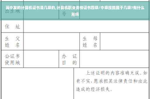 高中发的计算机证书是几级的,计算机职业资格证书四级/中级技能属于几级?有什么用吗