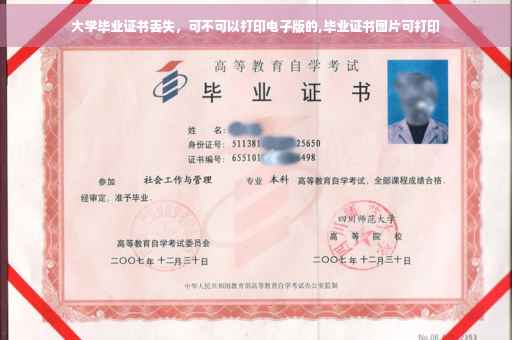 大学毕业证书丢失，可不可以打印电子版的,毕业证书图片可打印
