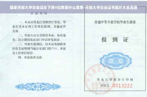 国家开放大学毕业证左下角9位数是什么意思-开放大学毕业证书图片大全高清