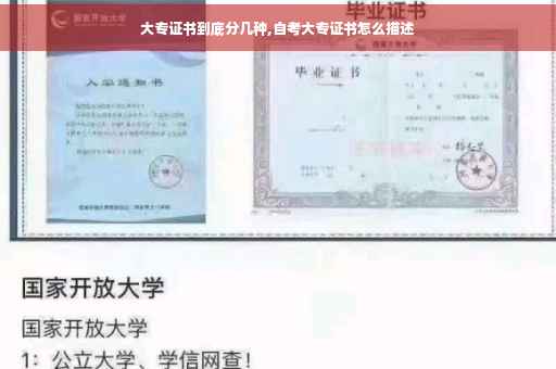 大专证书到底分几种,自考大专证书怎么描述