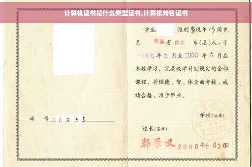计算机证书是什么类型证书,计算机知名证书