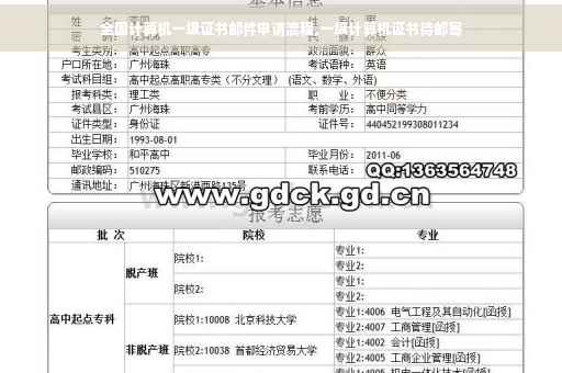 全国计算机一级证书邮件申请流程,一级计算机证书待邮寄