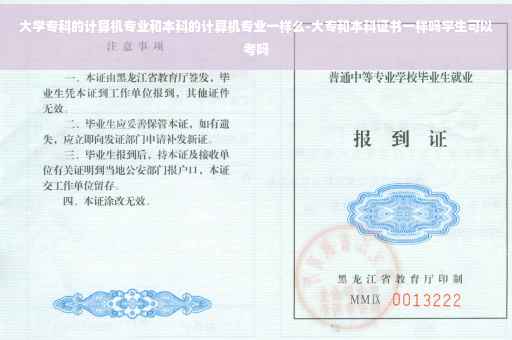 大学专科的计算机专业和本科的计算机专业一样么-大专和本科证书一样吗学生可以考吗