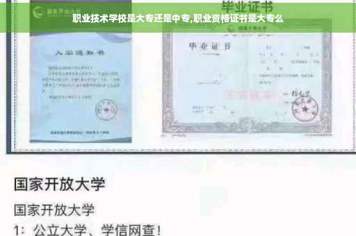 职业技术学校是大专还是中专,职业资格证书是大专么
